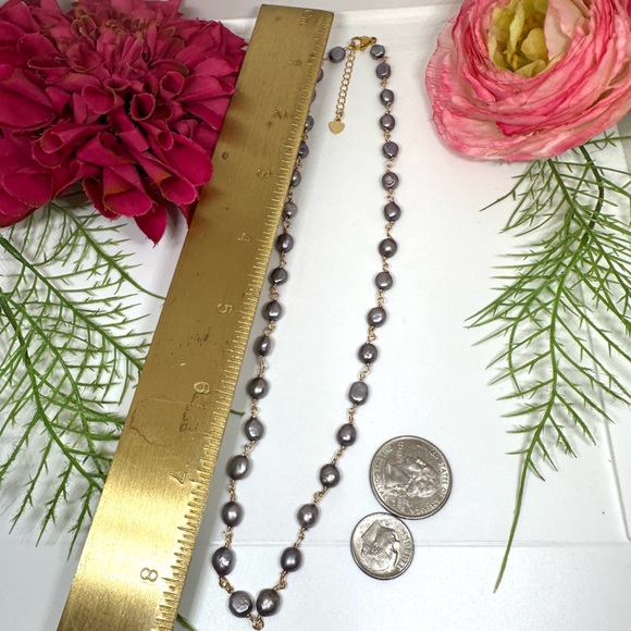 NEW⚜️Baroque Freshwater Gray Pearl Hand Wired Necklace - Picture 5 of 5